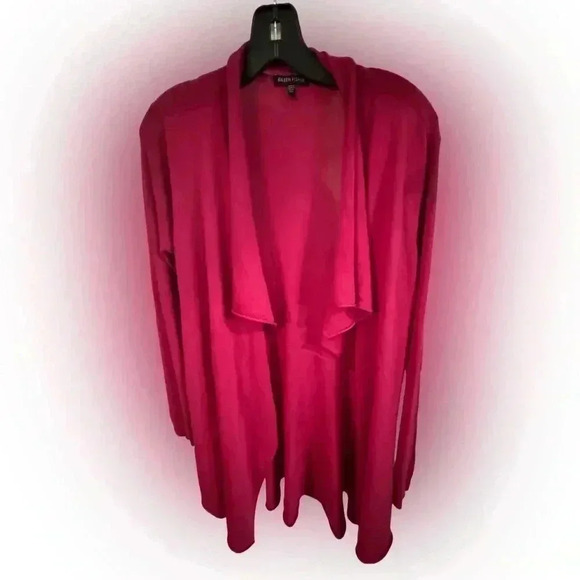 Eileen Fisher women’s 100% Italian wool cardigan sweater pink open front size L - Picture 1 of 7